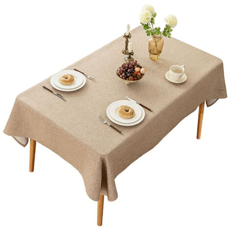 120x120cm Khaki Tablecloth - Waterproof and stain-resistant microfiber tablecloth, suitable for both indoor and outdoor use, perfect for parties and everyday occasions. (1/5)
