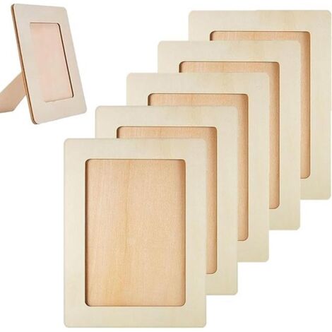 Picture Frame Set - 6 Pieces - Vertical - 14 x 19 cm - Wooden Frames - DIY Wooden Frames - Classic Wooden Frames - Rectangular Craft Frame Set - Wood - Suitable for desktop decoration and craft projec (1/5)
