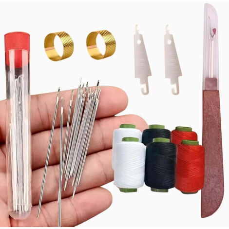 Stainless steel hand sewing needles, 36-piece set of large-eye steel needles, long and fine hand quilting and sewing needles, suitable for DIY sewing projects (2 sets) (1/5)