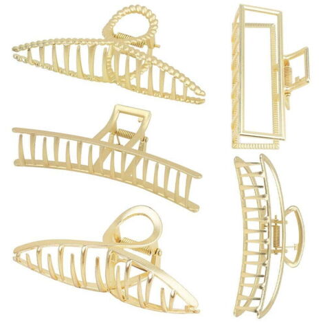 Five-piece set of giant metal hair clips, large size with strong grip, suitable for thick bristles and non-slip grip. (1/5)