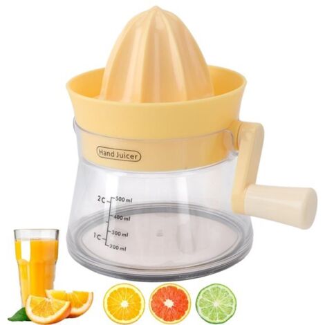 Manual Juicer - Handheld - Small Juicer - Kitchen Accessory - Suitable for juicing oranges, lemons, and other citrus fruits (yellow) - 1316.5 cm - 500 ml (1/5)