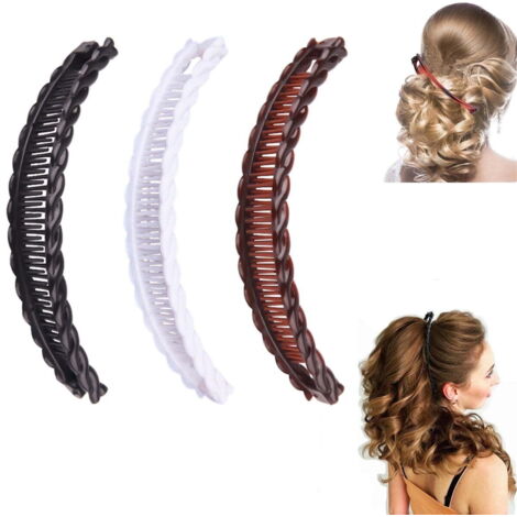 Three-piece banana hair clip set, retro hair-locking comb tool, non-slip banana comb, large banana hair clip, strong ponytail clip, women's fishtail hair clip. (1/5)