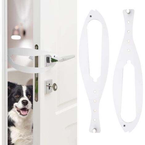Four-piece cat door lock set - Cat door stop/pet door lock to prevent dogs from entering the litter box and stealing food - Cat door bracket, width 2.5-6 inches - No measurement required - Easy instal (1/5)