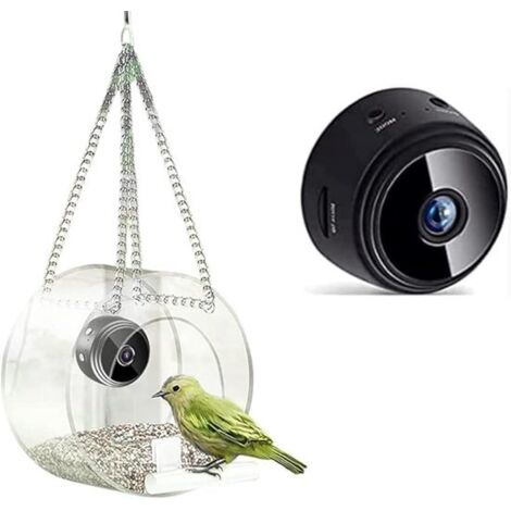 Bird feeder - Bird feeder tray - Bird feeder window - With HD camera - Night vision mode - Bird feeder dish - Suitable for gardens and round hanging installations - White (round) (1/5)