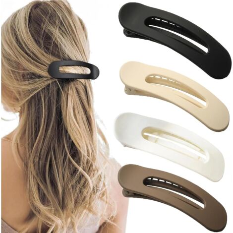 This four-piece set of large flat hair clips features elegant and simple French-style duck hair clips, suitable for both thick and fine hair, for everyday use, sports, or driving. (1/5)