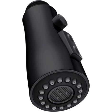 Easy-angle kitchen sink shower head, G 1/2 inch external thread connector, faucet shower head replacement, with water jet and pause modes, matte black. (1/4)