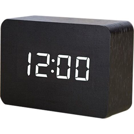 Clock - Digital Clock - Desk Clock - Alarm Clock - Digital Alarm Clock - Children's Alarm Clock - USB Powered Clock - Multiple Alarm Clock - Large Bedroom Alarm Clock - Modern Wood, Adjustable Brightn (1/5)