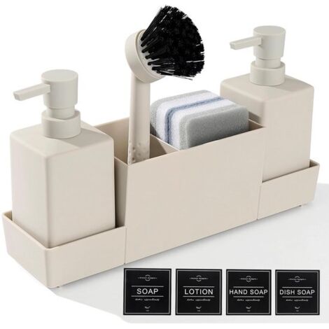 Beige Kitchen Soap Dispenser Set - 4-in-1 Storage Box - Beige (1/5)