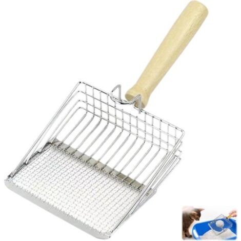 Cat litter scoop - Metal cat litter scoop - Two mesh sizes - Suitable for cats and dogs - Pet supplies - Silver - 13.528 cm (1/5)