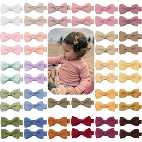50-Piece Girl Hair Clips with Full-Coverage Ribbon, Small Craft Hair Clips, Suitable for Fine and Soft Baby Hair (1/5)