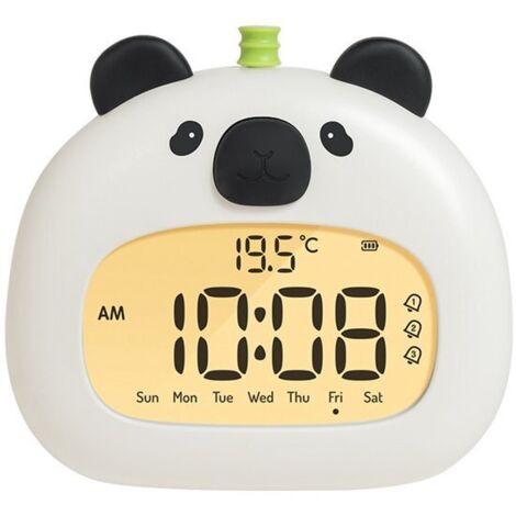 3-in-1 Kids Digital Alarm Clock - Wireless Sleep Trainer and Dimmable Night Light - USB-C Rechargeable with Snooze Function - BPA-Free, Suitable for Boys and Girls - Panda Pattern (1/5)