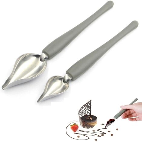 2-Piece Decorative Spoon Set, Spoon DIY Tools, Decorative Spoons, Stainless Steel Decorative Spoons, Stainless Steel Cake Decorators, Chocolate, Pastry, Decorative Pencils, Sauce Cake Decorating Tools