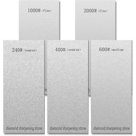 5-piece single-sided diamond sharpening disc with anti-slip silicone base, suitable for knives and chisels (240 + 400 + 600 + 1000 + 2000).