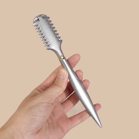 Double-sided shaving comb, handmade, slim-fit metal, for barber shops (blades not included). (1/5)