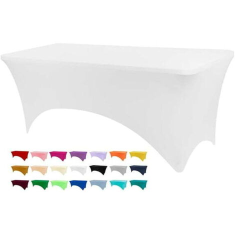 Stretch tablecloth, suitable for tables seating 6-8 people, a versatile stretch tablecloth suitable for parties, banquets, weddings and various events - White (1/5)