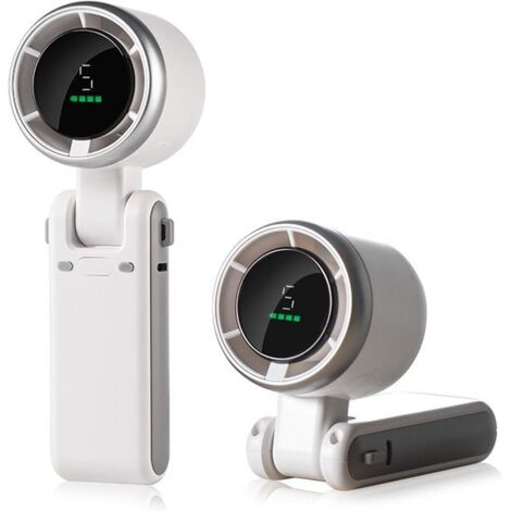 Mini Fan - 3600mAh Rechargeable Battery - LED Display - 180° Foldable 3-in-1 Fan with 5 Wind Speeds - Suitable for Travel, Outdoors, and Home - White - 1 Piece (1/5)
