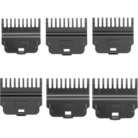 6-piece hair clipper comb set, including guide comb, hair clipper set, and protective cover - 1.5mm/2mm/3mm/4mm/6mm/9mm. (1/4)