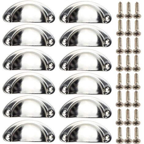 12-Piece Cabinet Cup Handles, 3-inch (82 mm), Modern Silver Kitchen Cabinet Handles, Furniture Door Hardware Knobs with Screws, Suitable for Drawers, Cabinets, Dressers, Wardrobes (1/5)
