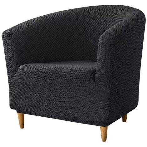 Bucket chair elastic seat covers, club chair integrated seat covers, bucket chair soft jacquard seat covers, armchair seat covers, living room furniture protective covers (black). (1/4)
