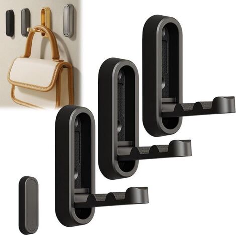 Hooks - 3-pack - Foldable clothes hooks - 7.4 x 2.4 x 1.2 cm - Metal material - Screw-fixed - Matte finish - Rounded corners - Sturdy and durable wall hooks - Suitable for walls, bathrooms, wardrobes, (1/5)