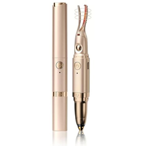 2-in-1 women's beauty tool: Electric eyebrow shaper (with heating function), eyelash curler, and fine facial hair trimmer. (1/5)