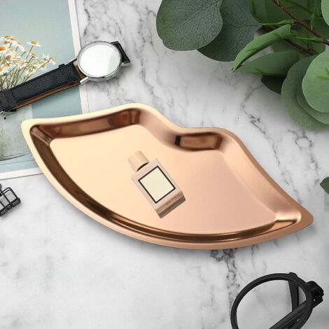 Jewelry storage tray – polished stainless steel, aesthetically upgraded, minimalist style, perfect for bedroom dressing table and bathroom organization. (1/5)