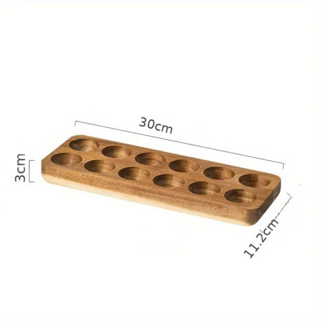 Egg storage tray, pallet, egg rack, fixed shelf, egg rack countertop, compact natural kitchen display refrigerator for chocolate, sushi, kitchen organization, suitable for busy parents' homes, wooden (1/5)