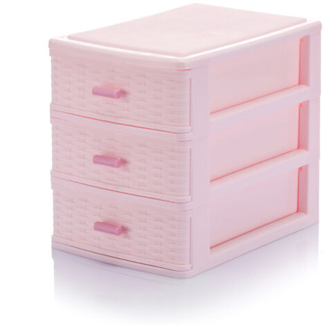 Pink three-compartment jewelry storage box with plastic drawer design (1/3)