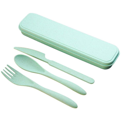 Cutlery set, reusable spoons and forks, portable lunchbox cutlery set for children and adults, suitable for travel, picnics, camping, or daily school use - Beige (1/4)