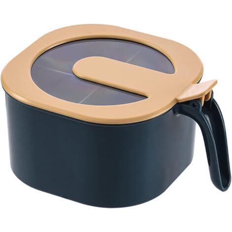 spice jar with a lid, 4 compartments, a spice rack, a spice container with a handle, and 4 spoons. A home kitchen spice jar for sugar, salt, and pepper (blue). (1/5)