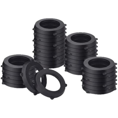 60-pack Garden Hose Washers with Self-Locking Clips - Heavy-duty rubber seals for 3/4 inch hose fittings, fixed design to prevent slippage and leaks, black. (1/5)