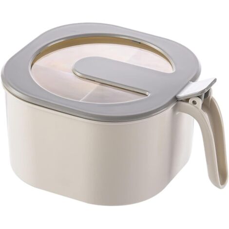 A spice jar with a lid, 4 compartments, a spice rack, a spice container with a handle and 4 spoons a home kitchen spice jar for sugar, salt, and pepper (white). (1/5)