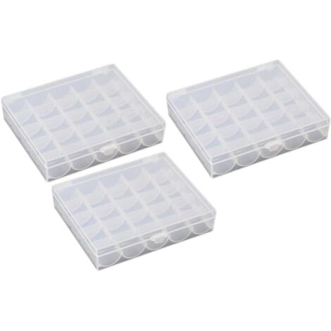 Three sewing machine spool boxes, a compartmentalized storage box for handicrafts, and a transparent (empty) box. (1/5)