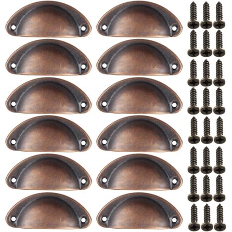 12-piece set of cabinet handles, small metal kitchen cabinet handles, furniture door hardware knobs with screws for drawers, cabinets, dressing tables, wardrobes - 82mm (1/5)