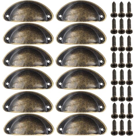 12-Piece Cabinet Handles, 3-inch (82 mm) Vintage Kitchen Cabinet Handles, Furniture Door Hardware Knobs with Screws, Suitable for Drawers, Cabinets, Dressers, Wardrobes (1/5)