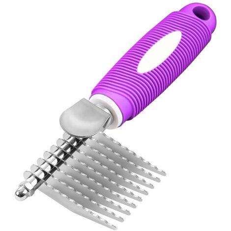 Poodle grooming tool with stainless steel safety blade, purple. (1/5)