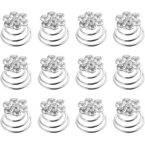 12 crystal rhinestone spiral hair clips for bridal hair accessories (1/5)
