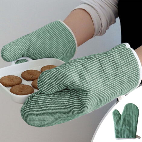 A pair of heat-resistant oven mitts, microwave baking mitts, non-slip and heat-resistant kitchen gloves, for cooking, grilling, and home baking. (1/5)