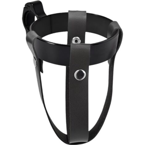 Retro PU Leather Bicycle Water Bottle Cage - Classic Handlebar Water Bottle Cage - Cup Holder - Suitable for All Types of Bicycles - Black (1/5)