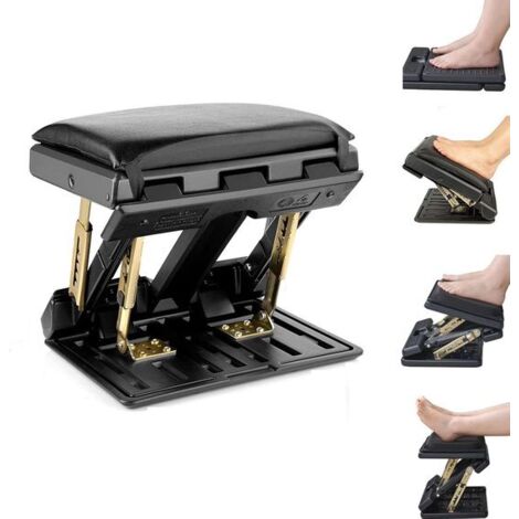 Footstool - Footrest - Desk Footrest - Under-desk Footrest - Four-position Adjustable Footrest - Foldable Non-slip Massage Footrest - Soft Footrest - Black - Suitable for Cars, Offices, and Homes - Ch (1/5)