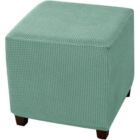 Elastic Jacquard Square Footstool Cover, Storage Footstool Cover, Elastic Bottom Footstool Cover, Footstool Furniture Protective Cover - Green (1/4)