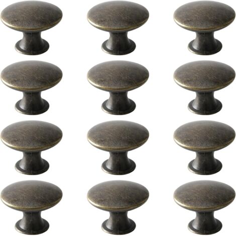 12-piece set of retro-style round metal wardrobe handles for kitchen cabinets, drawers, and dressing table doors, 30x21mm. (1/5)