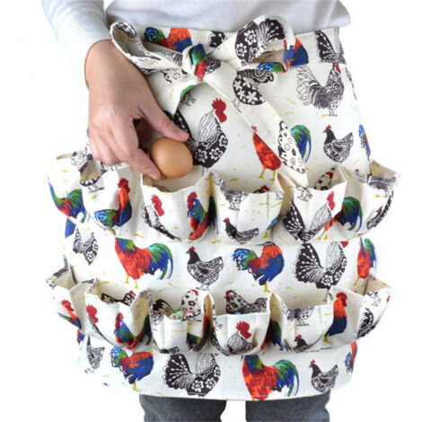 Egg Collection Apron - Waterproof Farm Apron with 12 Egg Bags - Suitable for Children and Adults - Chicken Egg Collection - Farmer - Blue - 70x50 cm (1/5)