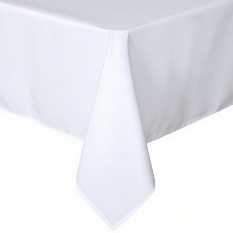 White square tablecloth, 57 x 82 inches - Waterproof, wrinkle-resistant, washable polyester tablecloth, suitable for card tables. (1/5)