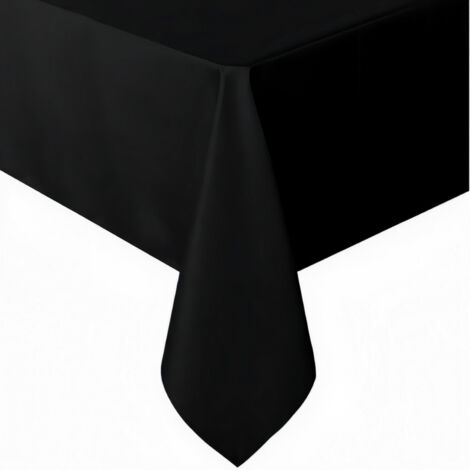 Black square tablecloth, 57 x 82 inches - Waterproof, wrinkle-resistant, washable polyester fabric, suitable for card tables. (1/5)