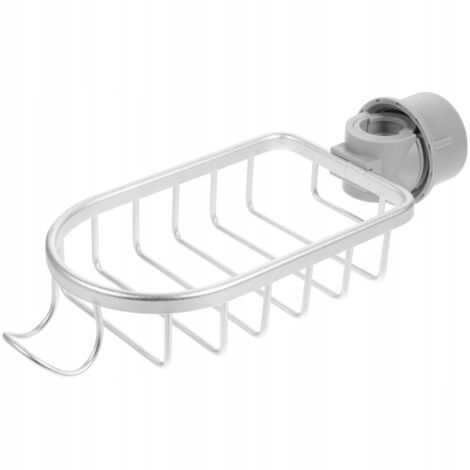 Support Éponge Robinet Douche Aluminium Blanc (1/4)