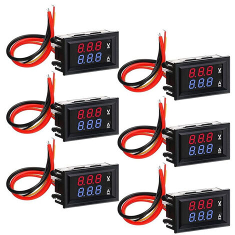 6 pièces voltmètre ampèremètre numérique 100V 10A double affichage LED bleu rouge (1/2)