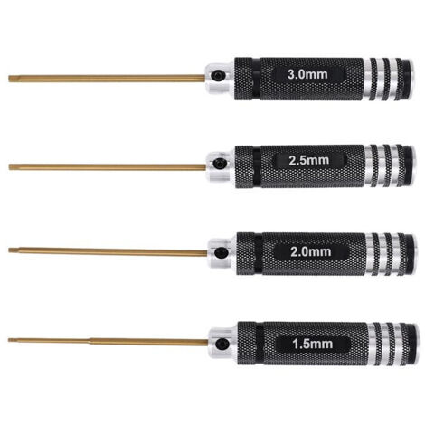 4 pièces tournevis hexagonaux 1.5-3.0mm titane outil clé Allen FPV RC (1/2)
