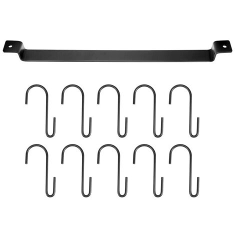 Support pot mural rail suspendu industriel 435mm organisateur ustensiles avec 10 crochets (1/5)