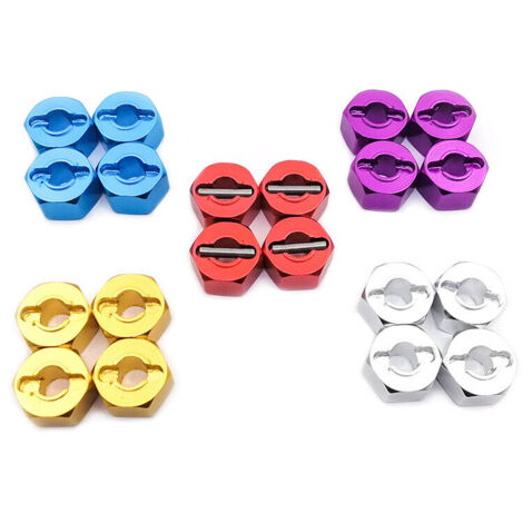 Adaptateur de roue hexagonal 12mm épais 7mm avec écrou M4, pour RC 1/10 4X4 (1/5)